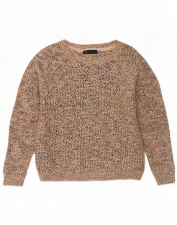 Marks & Spencer Dame Boat Neck Jumper Sweater UK 14 Medium Beige Flecked