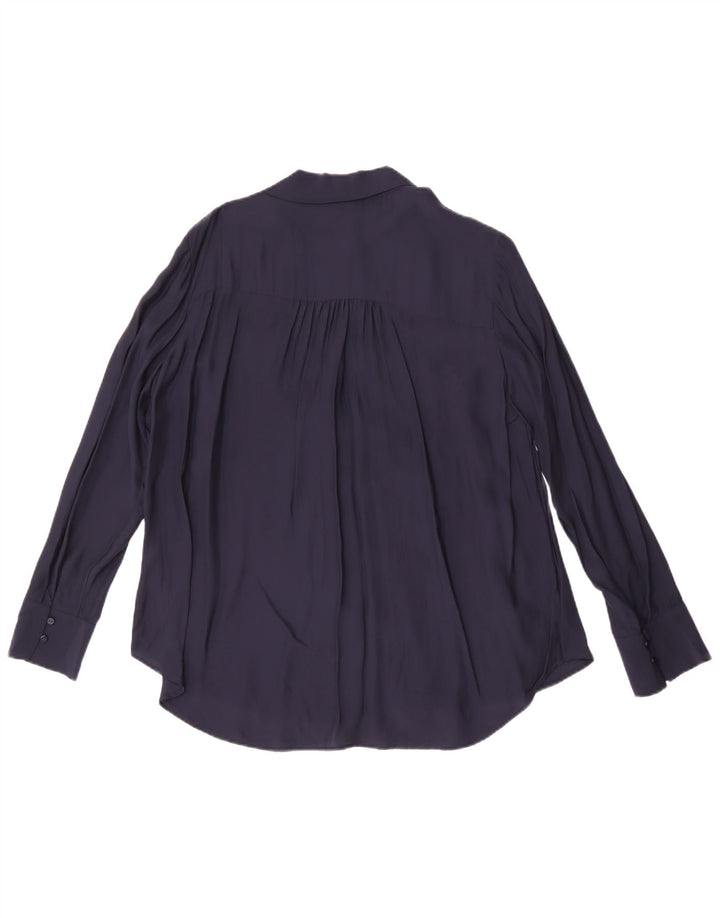 Massimo Dutti Dame-sløjfebluse EU 42 Stor marineblå viskose