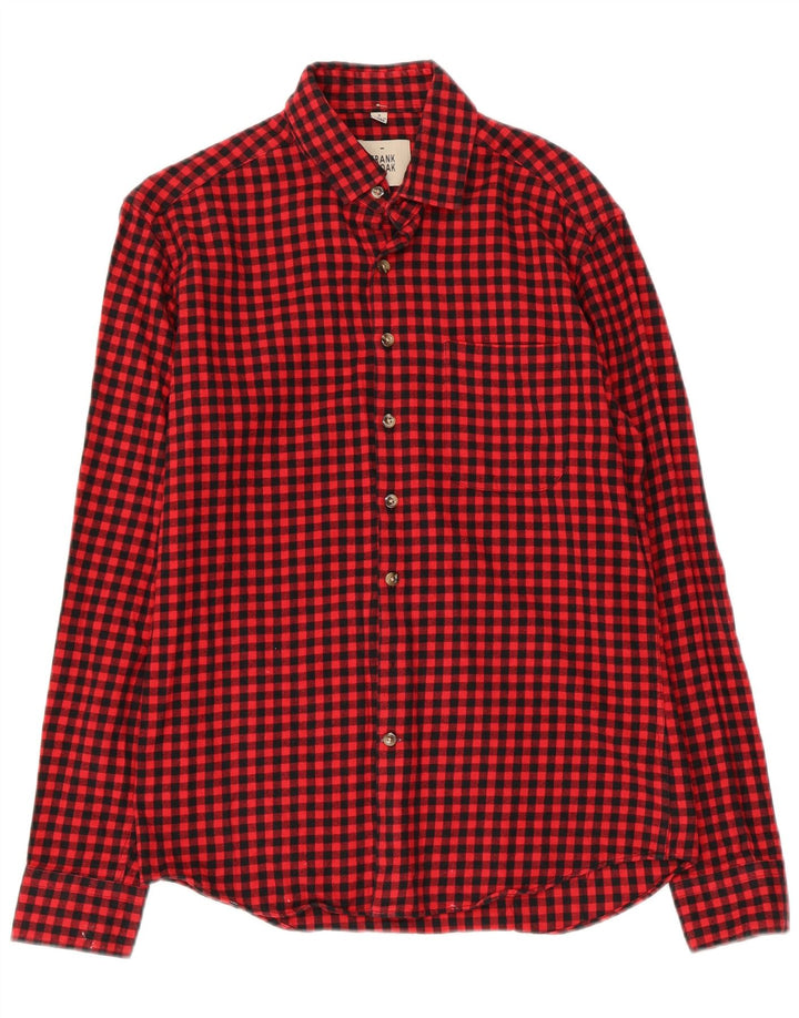 FRANK & OAK Mens Flannel Shirt Small Red Gingham Cotton