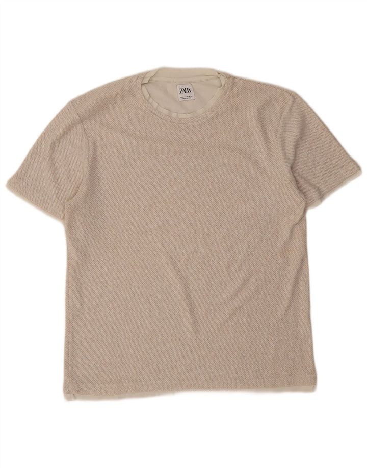 Zara Herre T-Shirt Top XL Beige