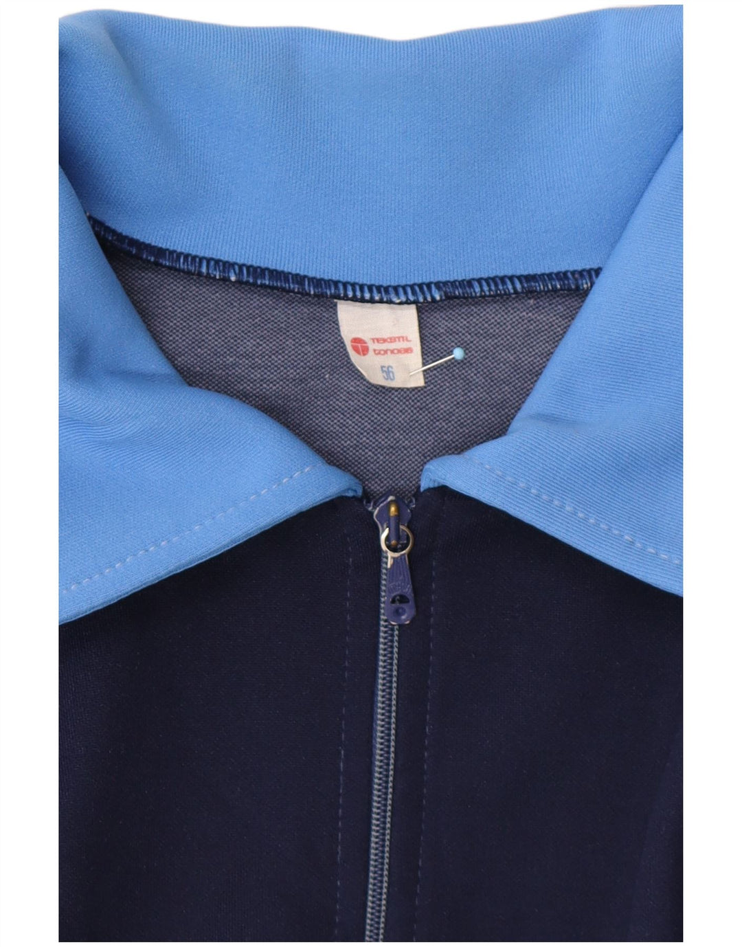 VINTAGE Træningsdragt til mænd Topjakke EU 56 XL Blå Colourblock Retro