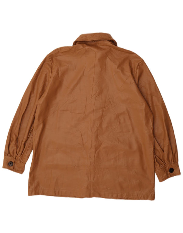 Zara Dame Oversized Faux Leather Overcoat UK 10 Lille brun polyurethan