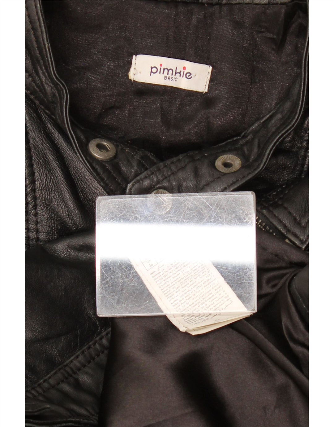 PIMKIE Dame Basic Læder Racer Jakke UK 16 Stor Sort Læder
