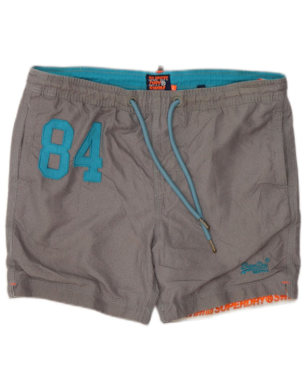 Superdry Grafiske svømmeshorts til mænd, store grå polyester