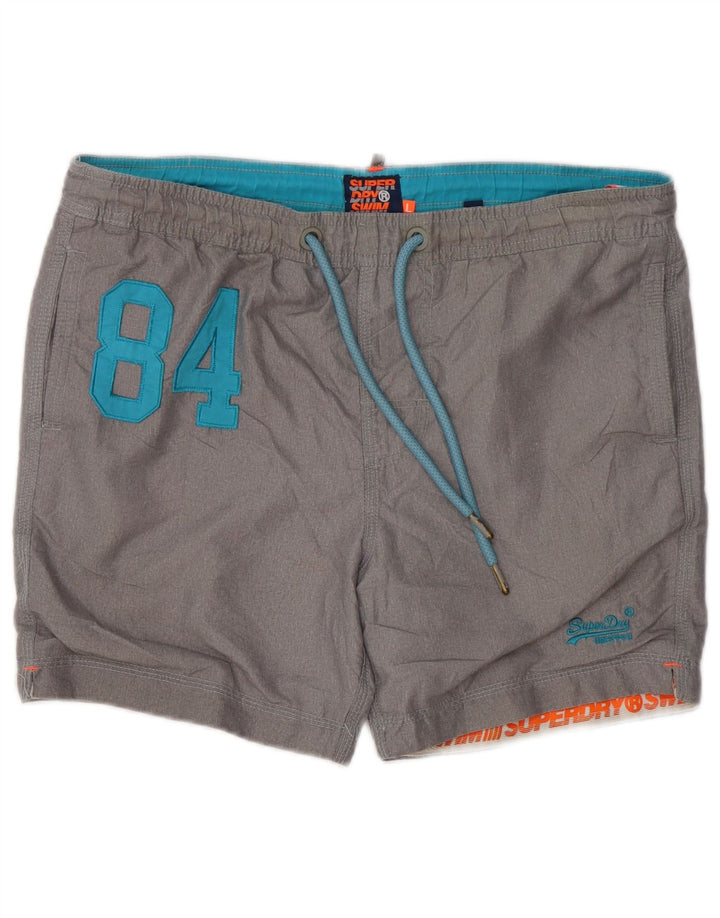 Superdry Grafiske svømmeshorts til mænd, store grå polyester