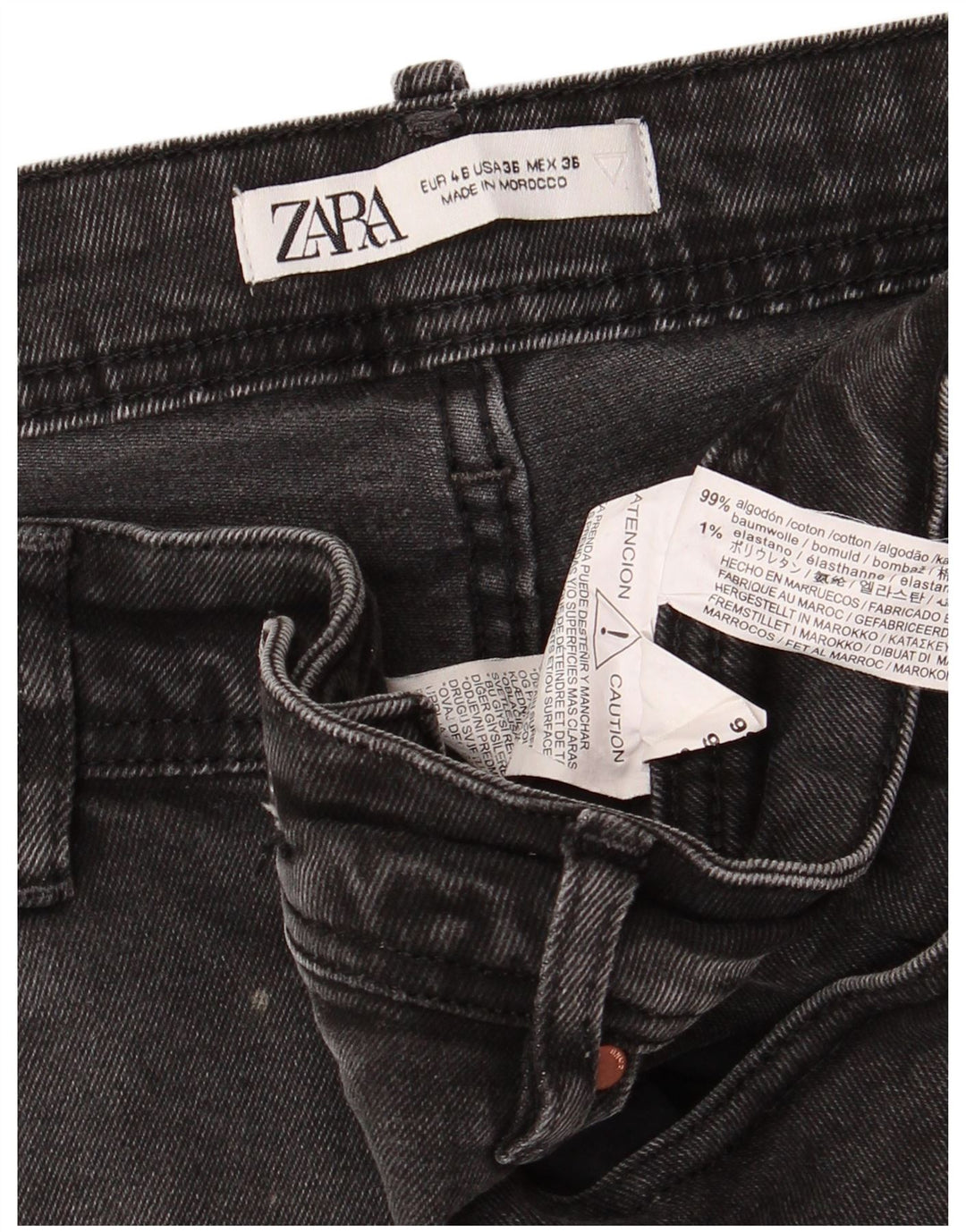 ZARA Denimshorts til mænd EU 46 XL W36 Grå bomuld
