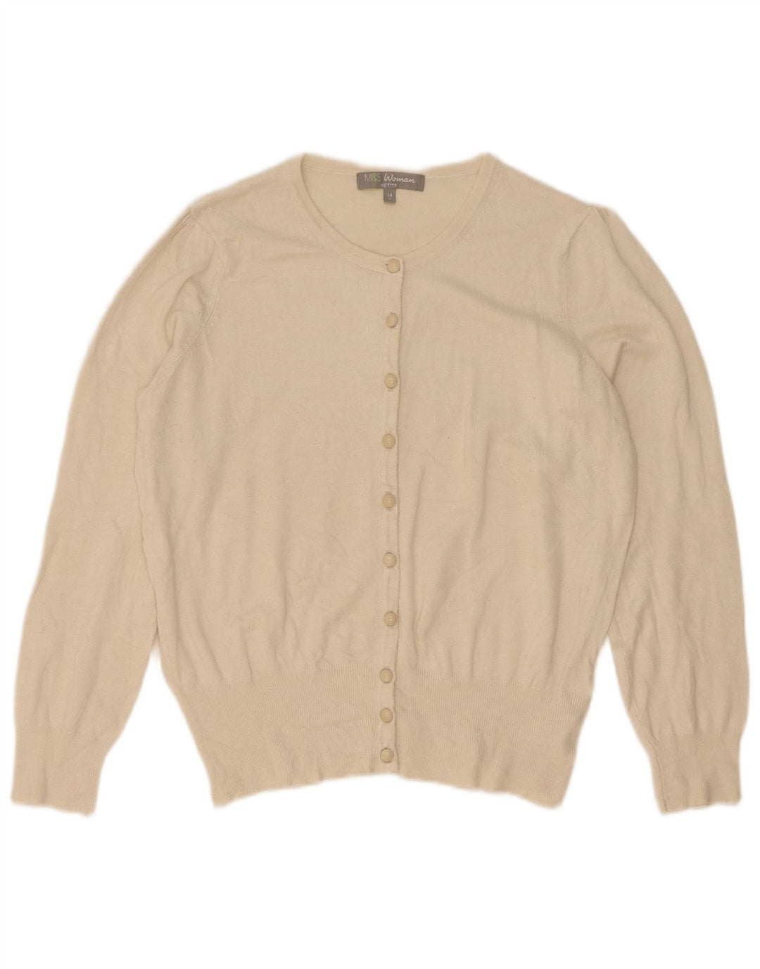 Marks & Spencer Petite cardigan sweater til kvinder UK 14 Medium Off White