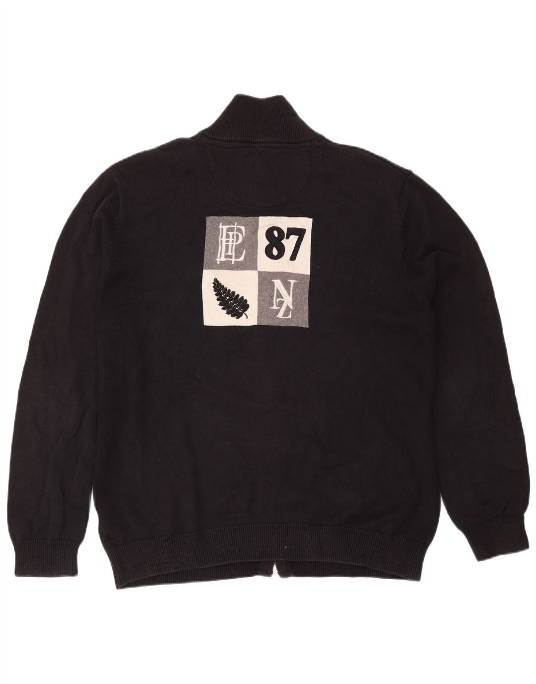 Eden Park Herre grafisk cardigan sweater XL sort bomuld