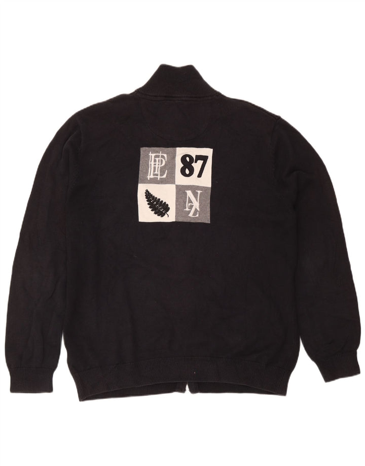 Eden Park Herre grafisk cardigan sweater XL sort bomuld