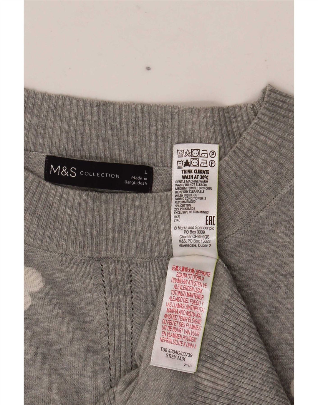 Marks & Spencer Dame abstrakt mønster Rundhals sweater UK 16 Larg