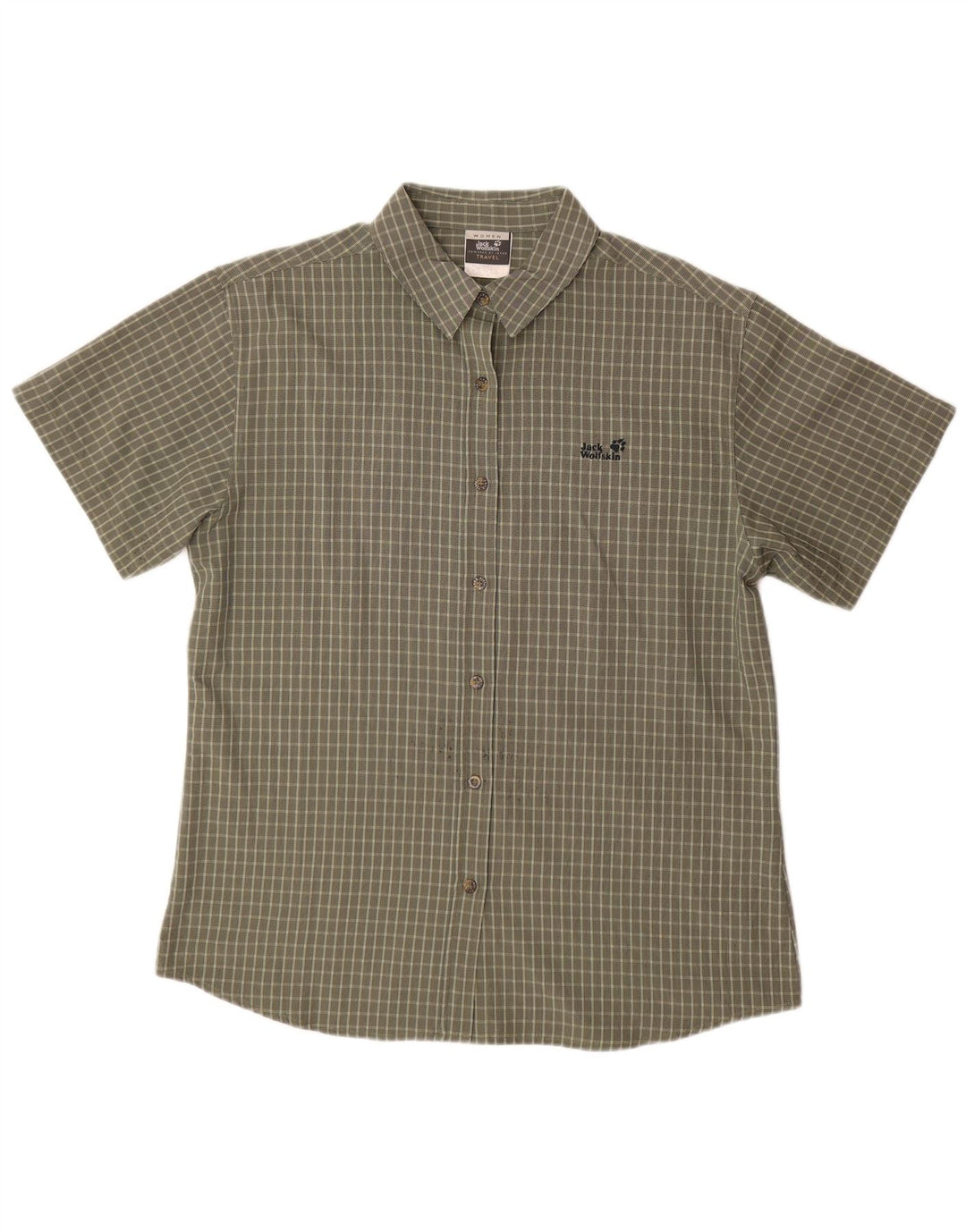 JACK WOLFSKIN Kortærmet skjorte til kvinder UK 18 XL Khaki ternet polyester