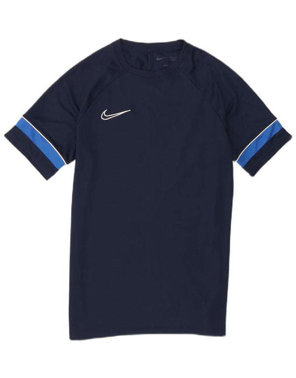 Nike Herre Dri Fit T-shirt Top Medium Navy Blue Colourblock
