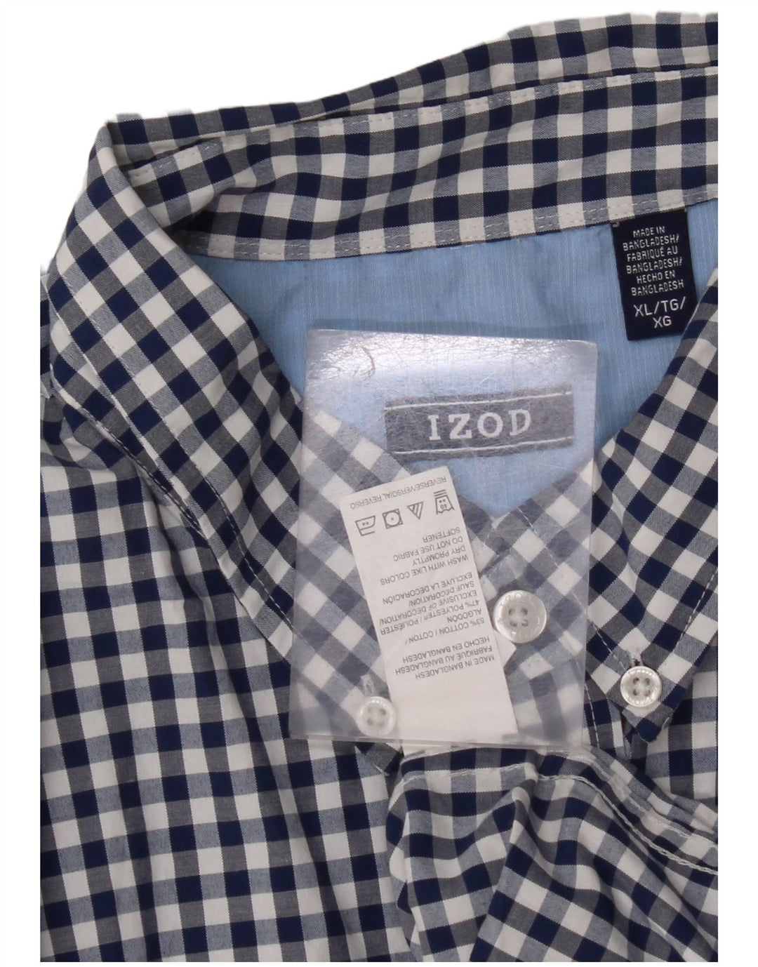 IZOD Kortærmet Herreskjorte XL Blå Gingham Bomuld
