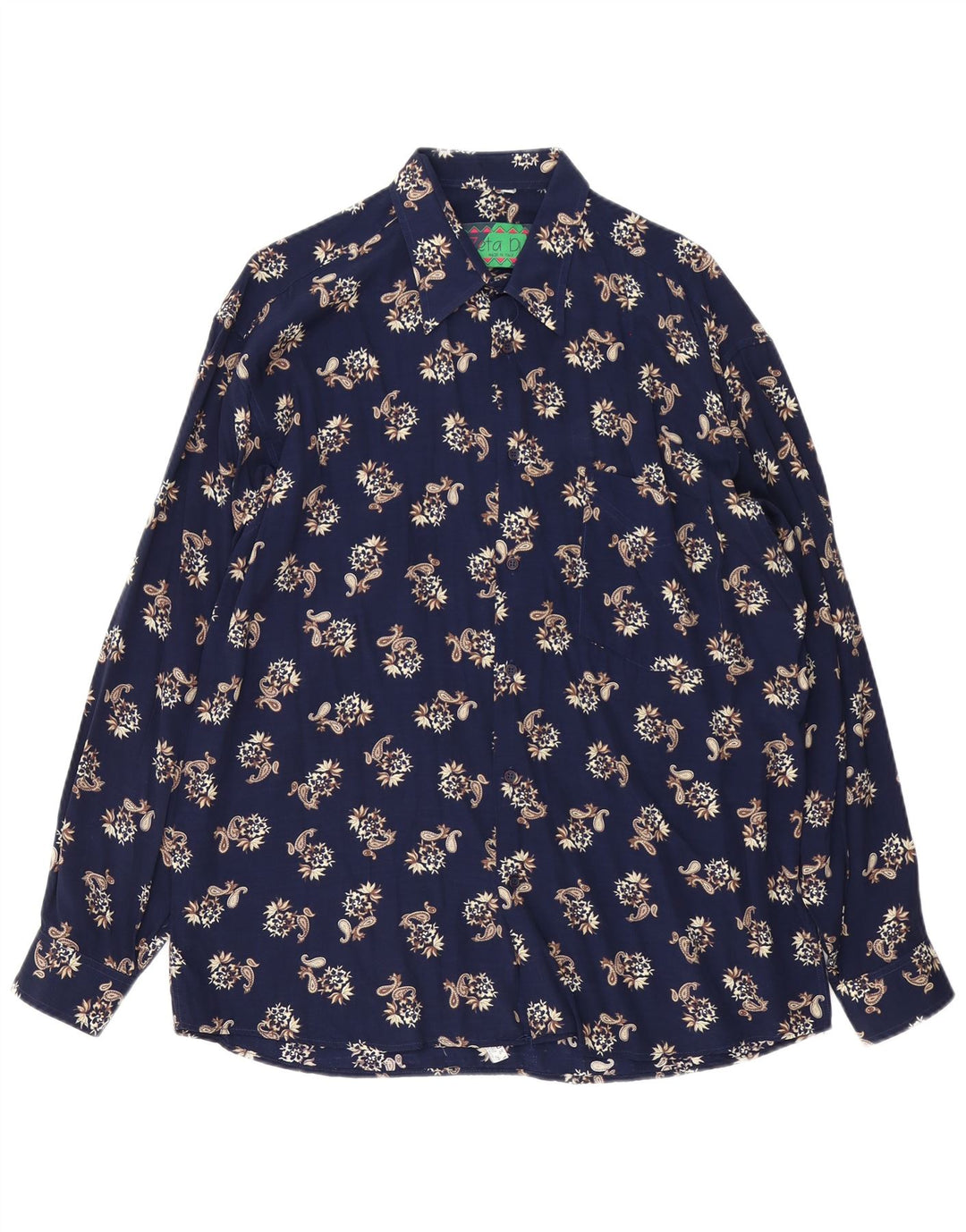 Vintage herreskjorte stor marineblå Paisley Viscose