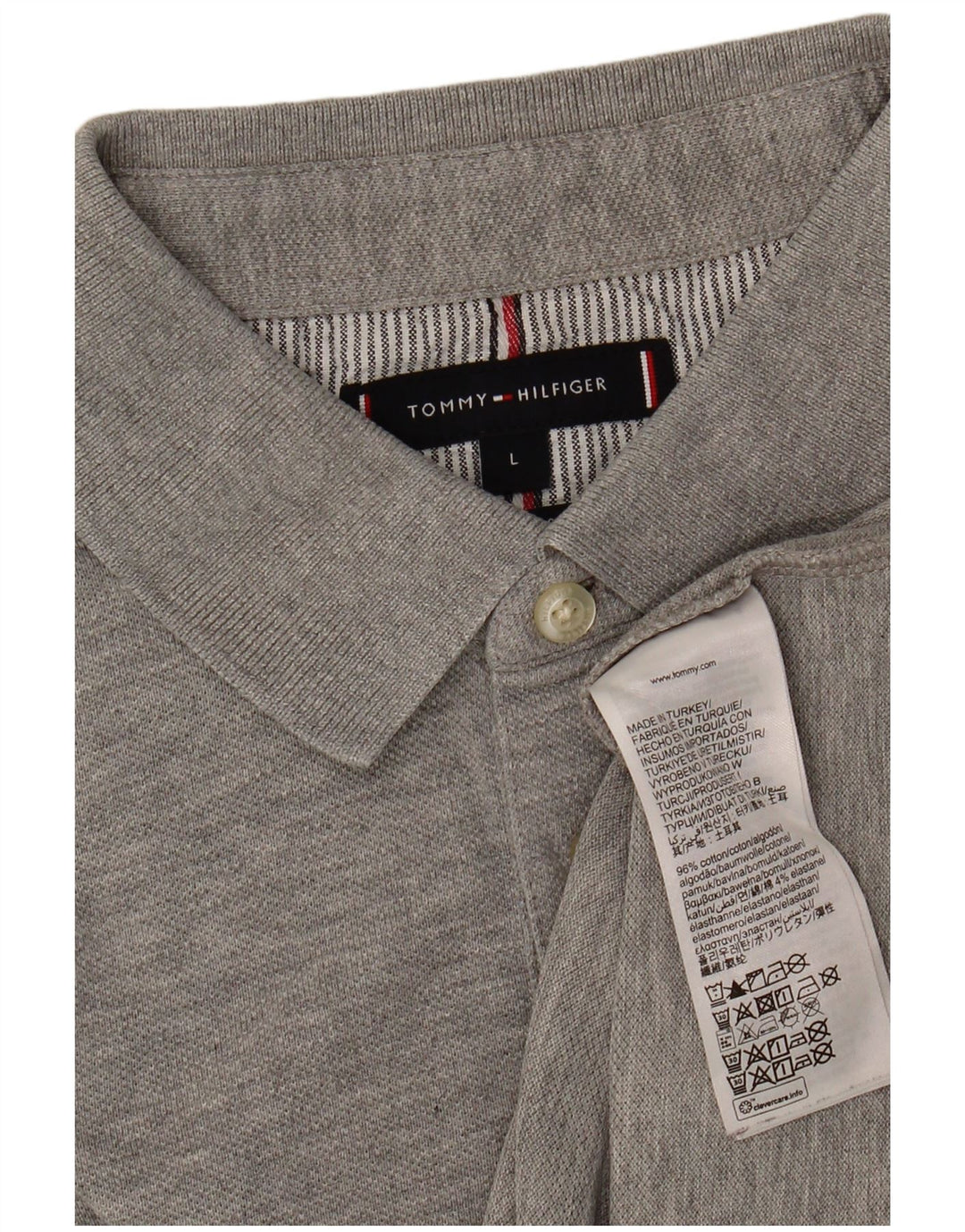 TOMMY HILFIGER Mens Polo Shirt Large Grey Cotton