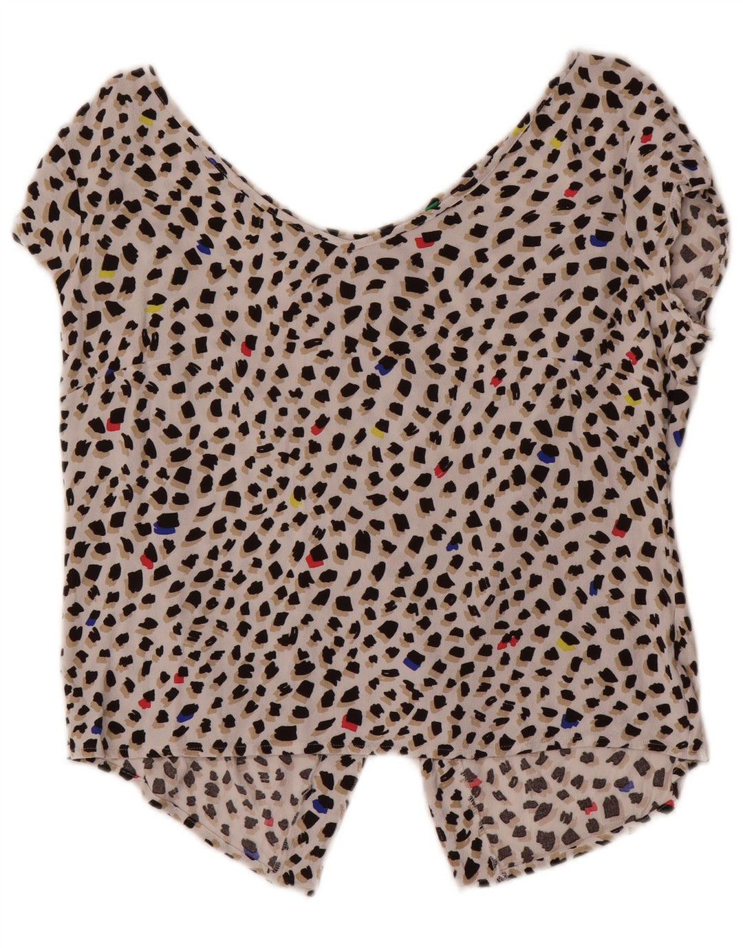 Benetton Damebluse Top UK 16 Stor Flerfarvet Plettet