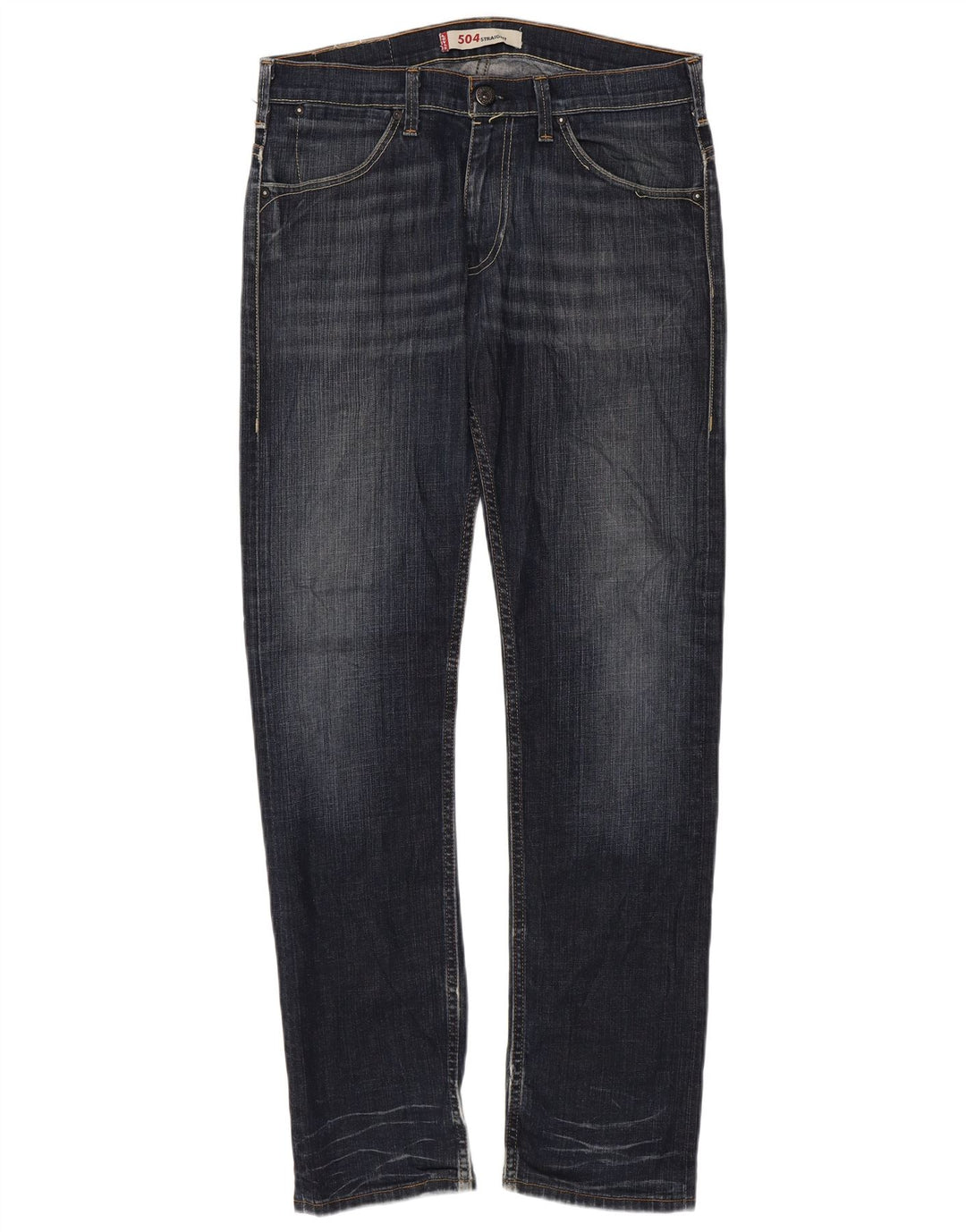 LEVI'S Herre 504 Straight Jeans W33 L34 Marineblå Bomuld
