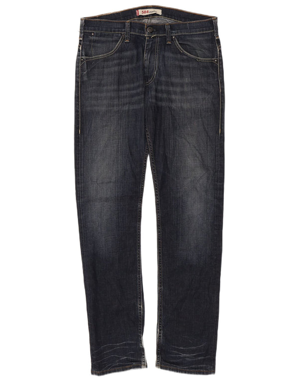 LEVI'S Herre 504 Straight Jeans W33 L34 Marineblå Bomuld