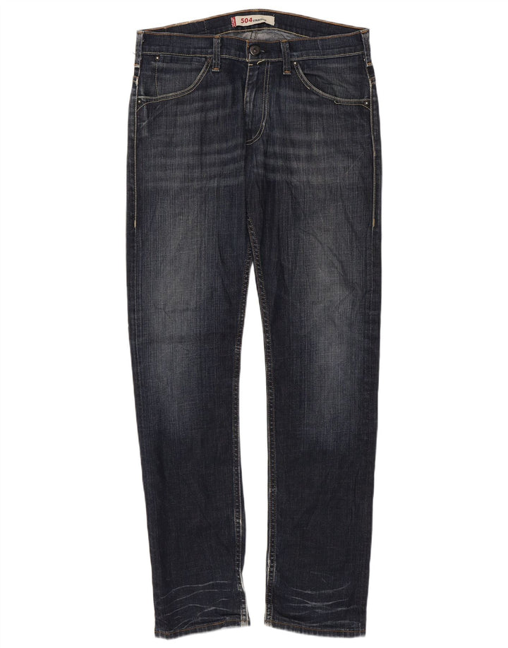 LEVI'S Herre 504 Straight Jeans W33 L34 Marineblå Bomuld