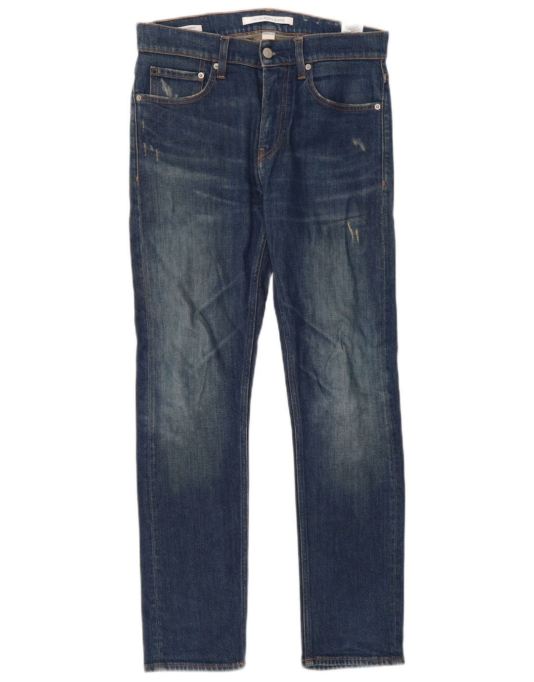Calvin Klein Dame Distressed Slim Jeans W28 L30 Blå Bomuld
