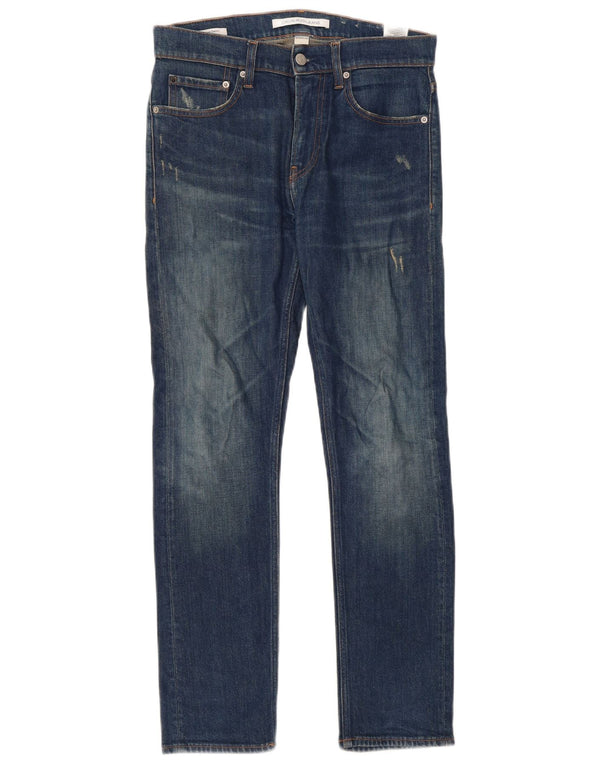 Calvin Klein Dame Distressed Slim Jeans W28 L30 Blå Bomuld
