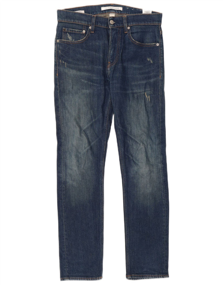 Calvin Klein Dame Distressed Slim Jeans W28 L30 Blå Bomuld