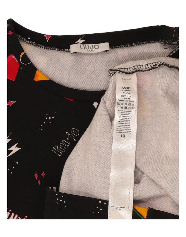 LIU JO Girls Milano Abstract Pattern Basic Dress 11-12 Years Black Vintage Liu Jo and Second-Hand Liu Jo from Messina Hembry 