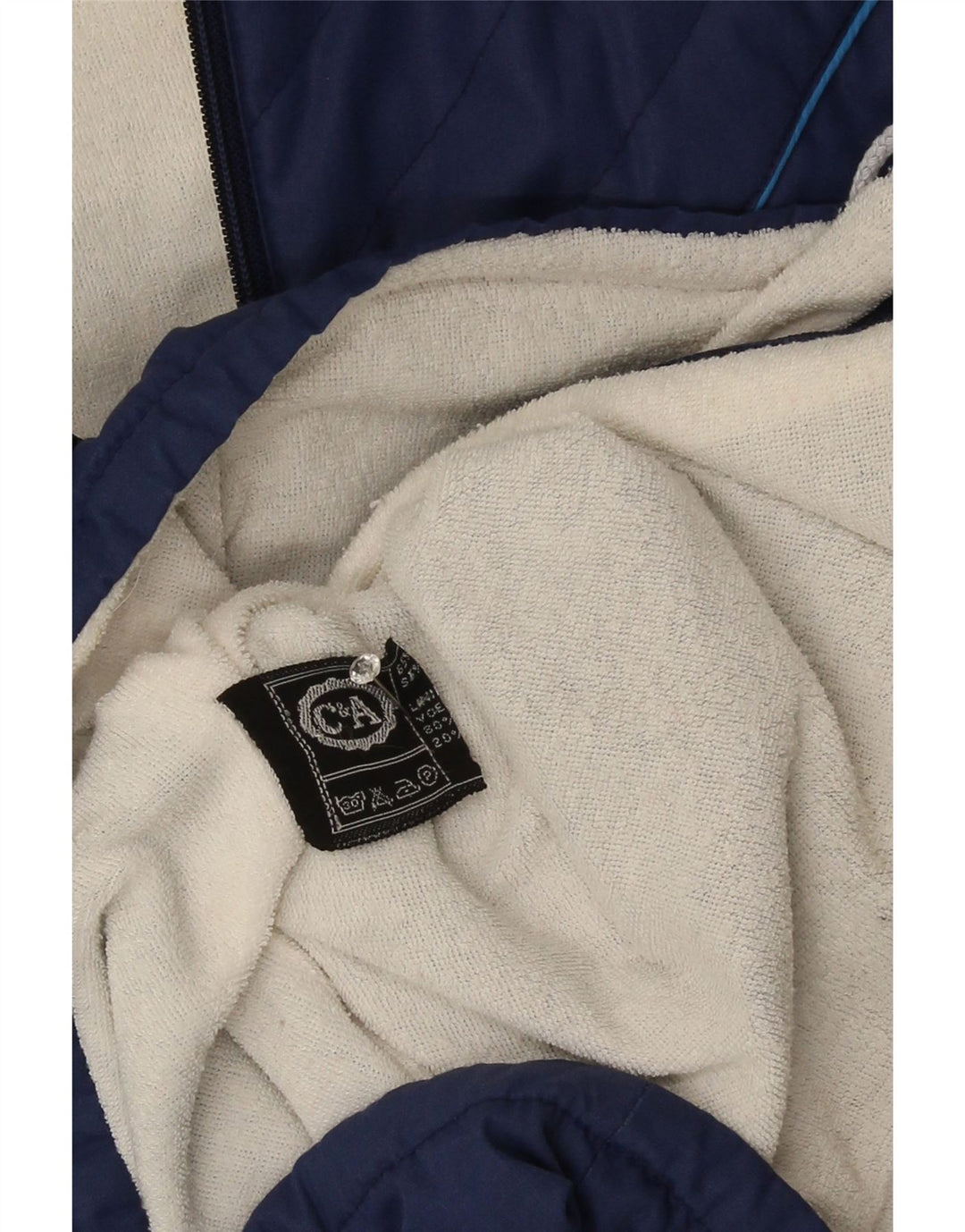 C & A Herre Hættevindjakke UK 36 Small Navy Blue Cotton