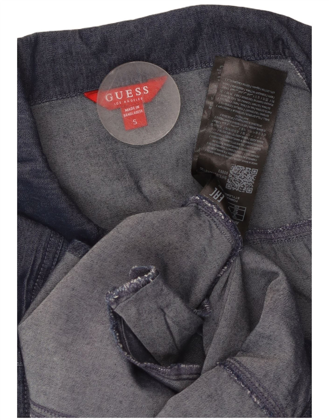 GUESS Dame 3/4-ærmet denim skjortekjole UK 10 Small Navy Blue Bomuld