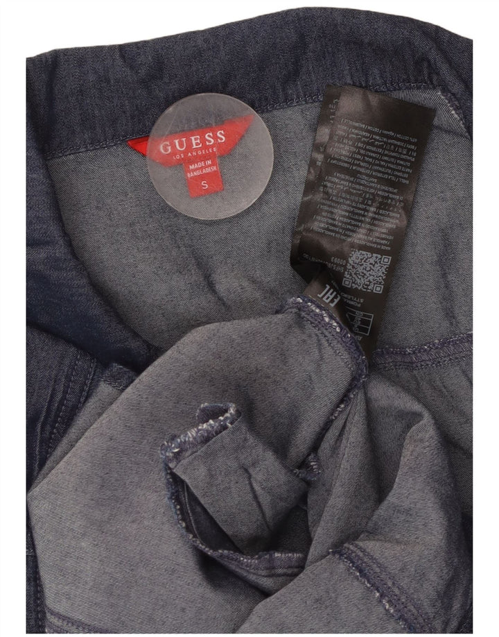 GUESS Dame 3/4-ærmet denim skjortekjole UK 10 Small Navy Blue Bomuld