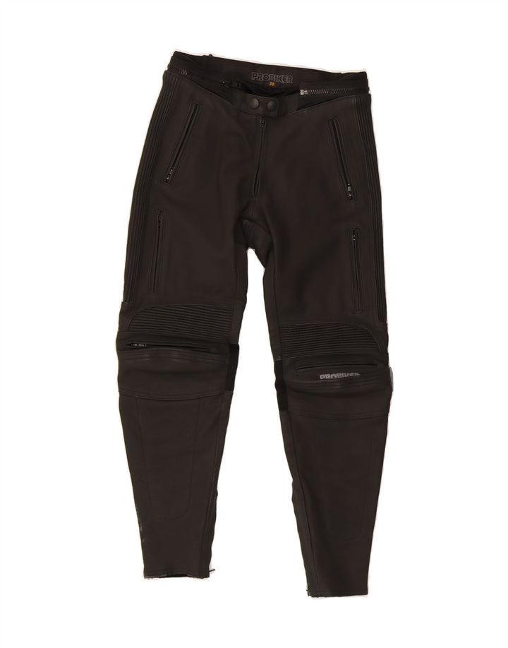 PROBIKER Womens Motorcycle Trousers EU 38 Medium W30 L29 Black Leather Vintage Probiker and Second-Hand Probiker from Messina Hembry 