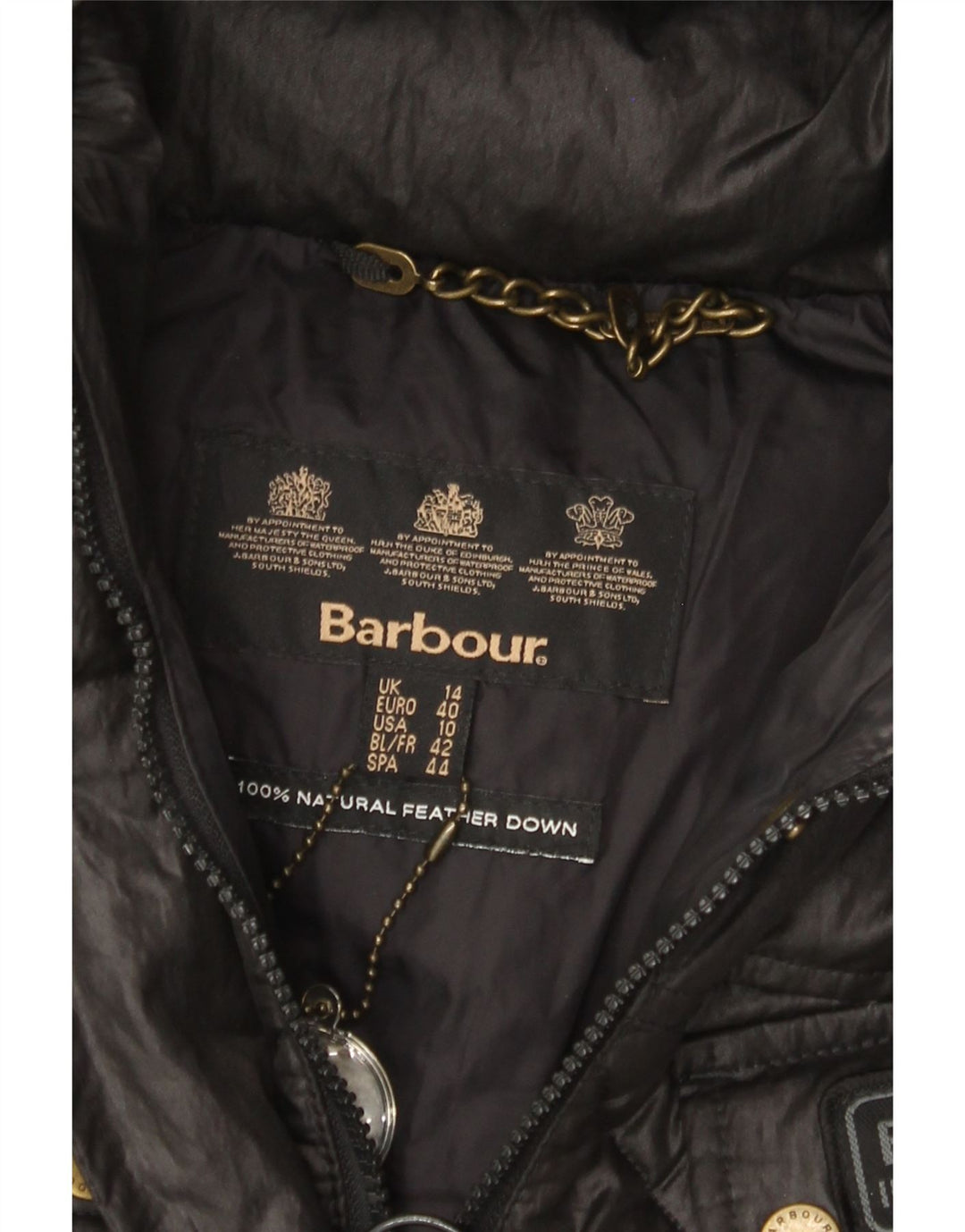 BARBOUR Polstret hættejakke til kvinder UK 14 Large Black