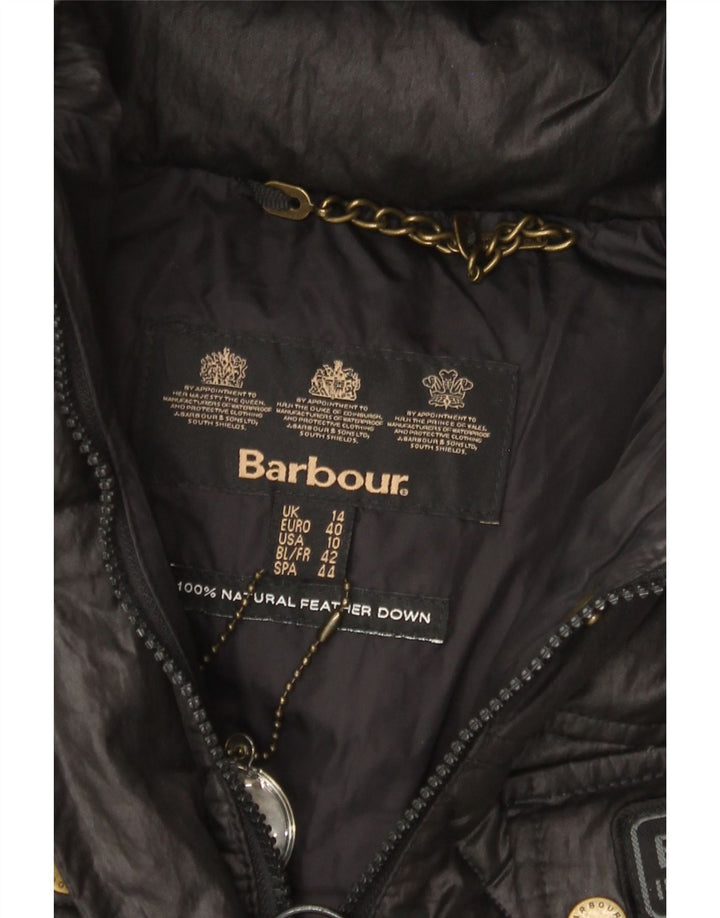 BARBOUR Polstret hættejakke til kvinder UK 14 Large Black