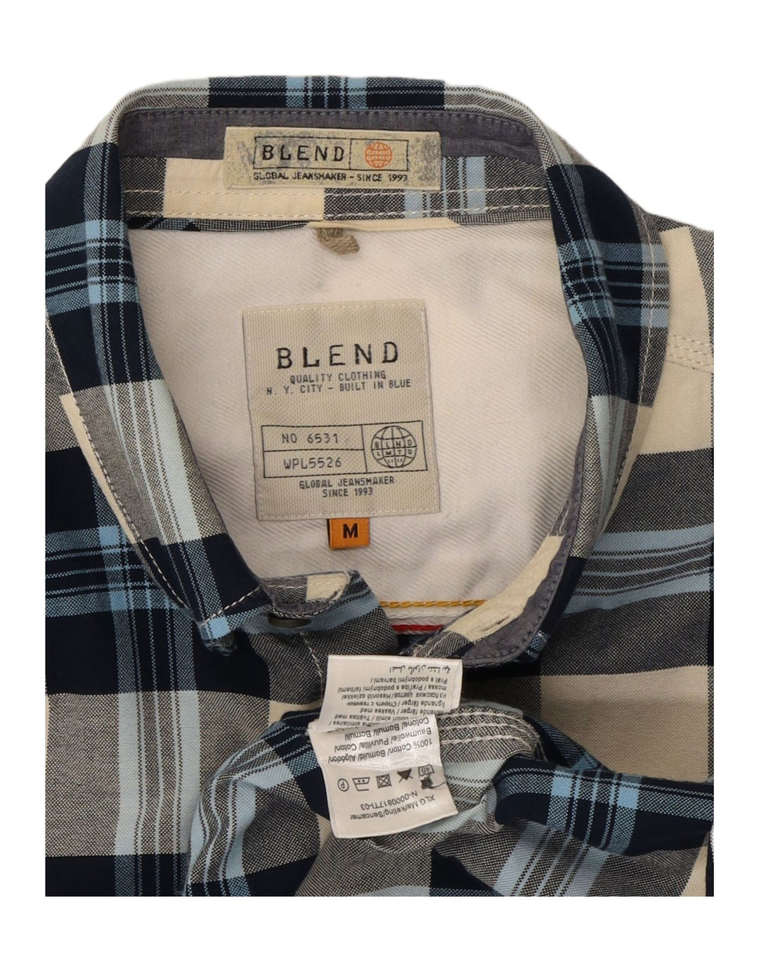 VINTAGE Mens Flannel Shirt Medium Navy Blue Check Cotton Vintage Vintage and Second-Hand Vintage from Messina Hembry 