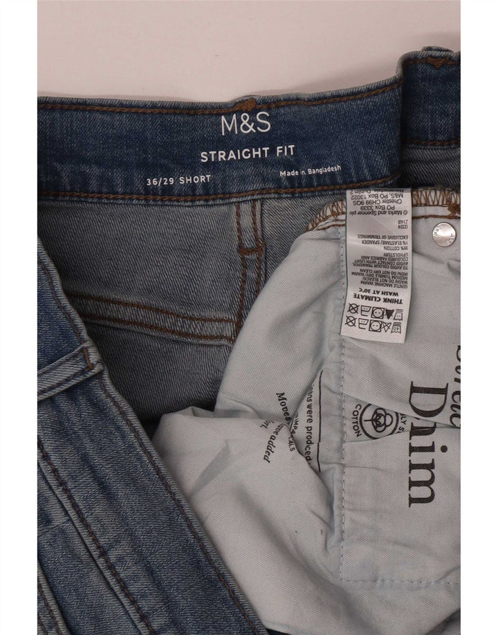Marks & Spencer Herre Short Straight Jeans W36 L29 Blå Bomuld