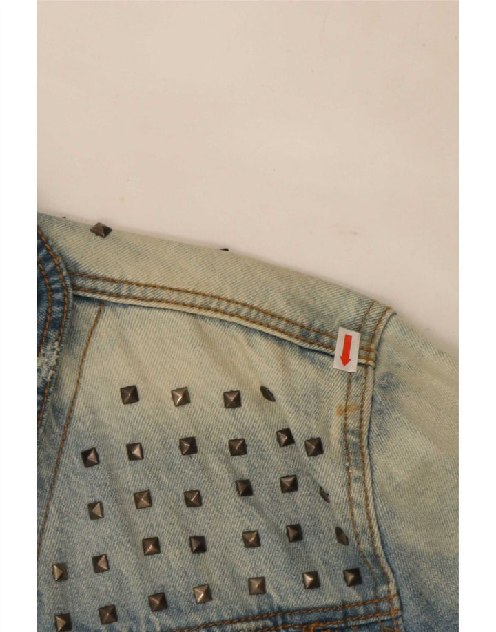 Vintage Herre Distressed Denim Jacket UK 42 XL Blå Bomuld
