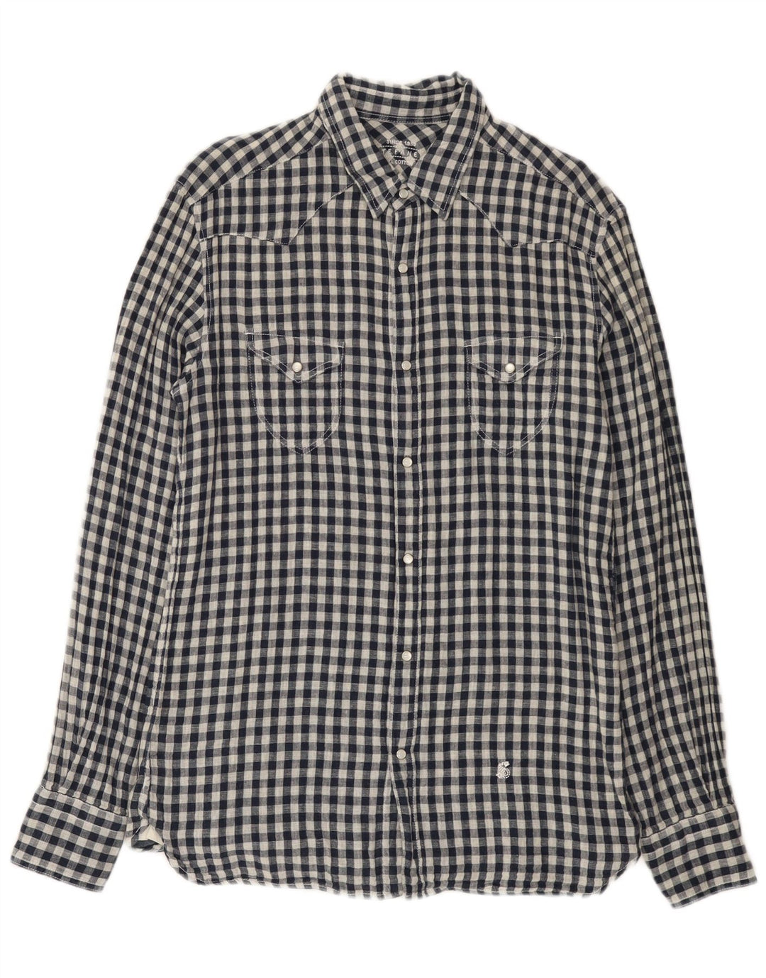 Stefanel herre vestlig skjorte stor marineblå Gingham bomuld