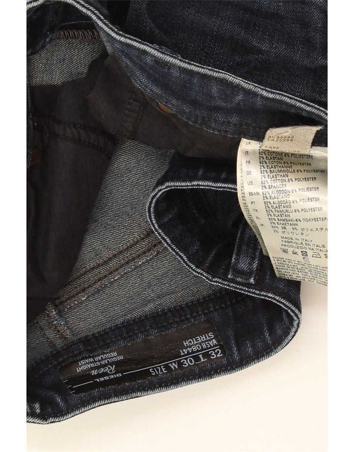 Diesel Herre Reen Distressed Regular Straight Jeans W30 L32 Blue Cotton