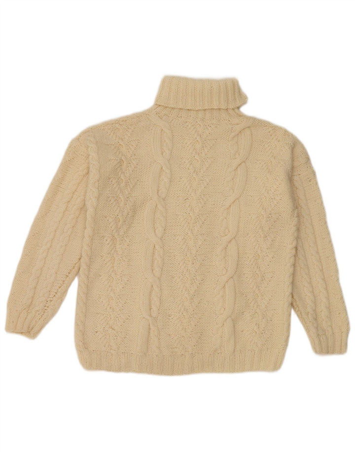 Vintage Dame Roll Neck Jumper Sweater UK 12 Medium Off White