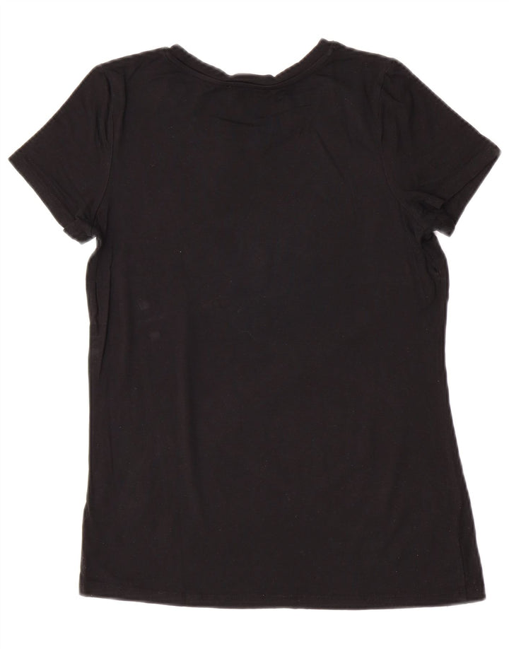 Liu Jo Grafisk T-shirt top til kvinder UK 12 Medium Sort viskose