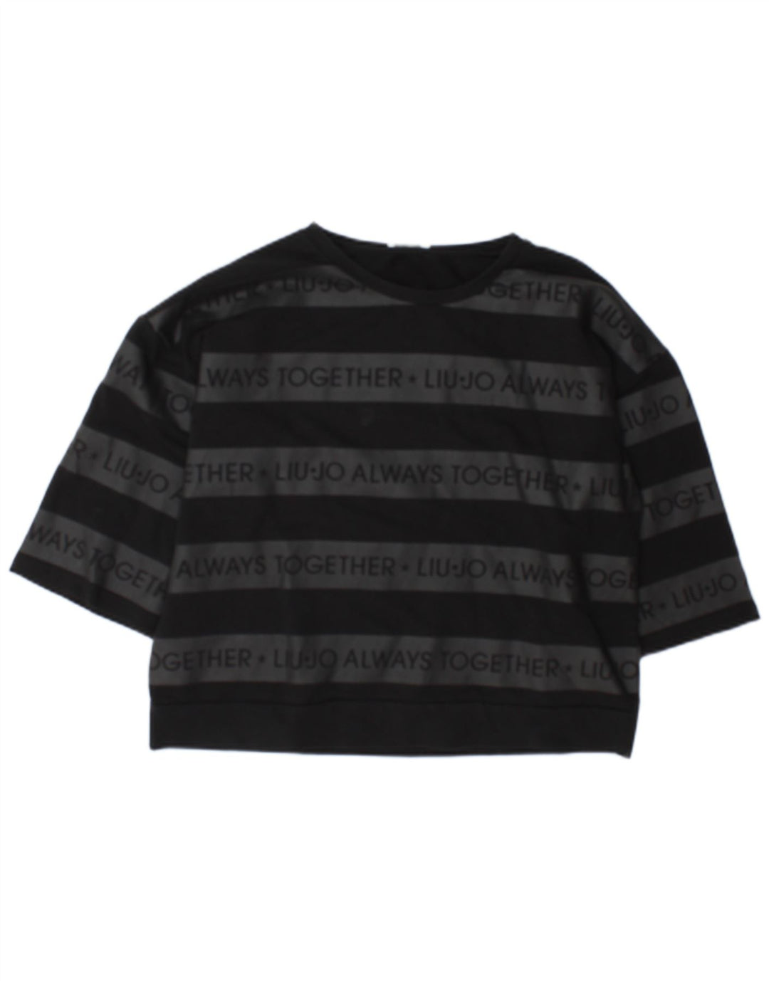 Liu Jo Dame Grafisk Sweatshirt Jumper UK 16 Stor Sort Stribet