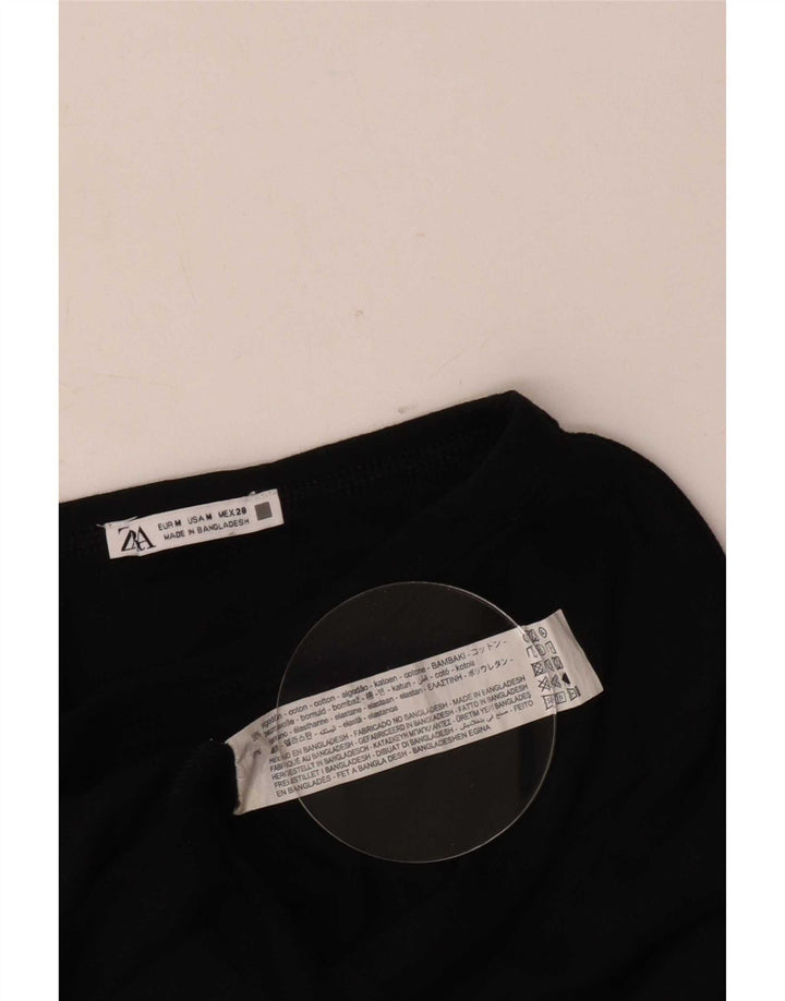 Zara Dametop Langærmet UK 12 Medium Sort Bomuld