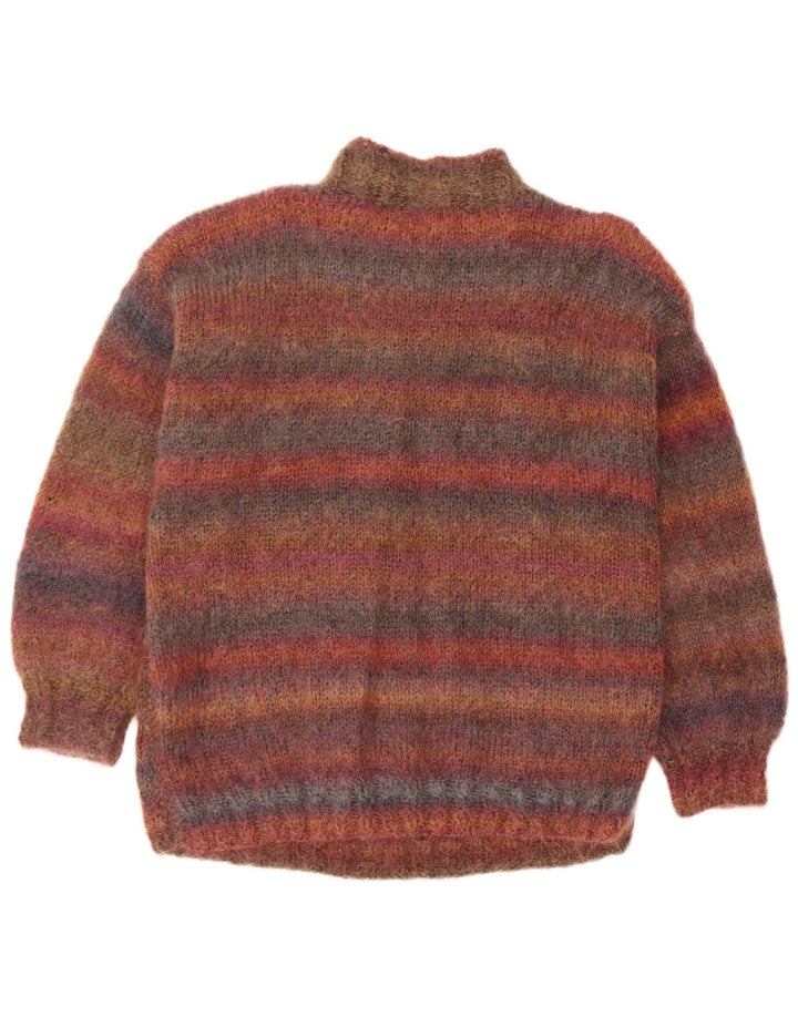 Vintage Dame Turtle Neck Jumper Sweater UK 16 Stor flerfarvet stribet