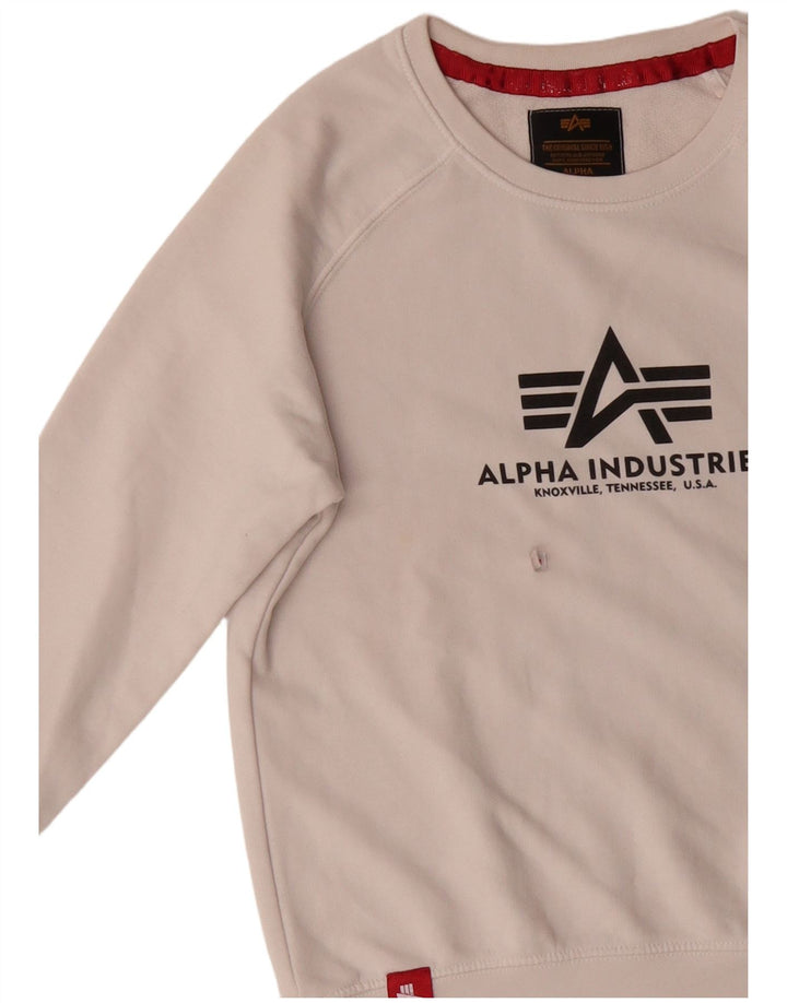 ALPHA INDUSTRIES Grafisk sweatshirt til mænd XS Hvid