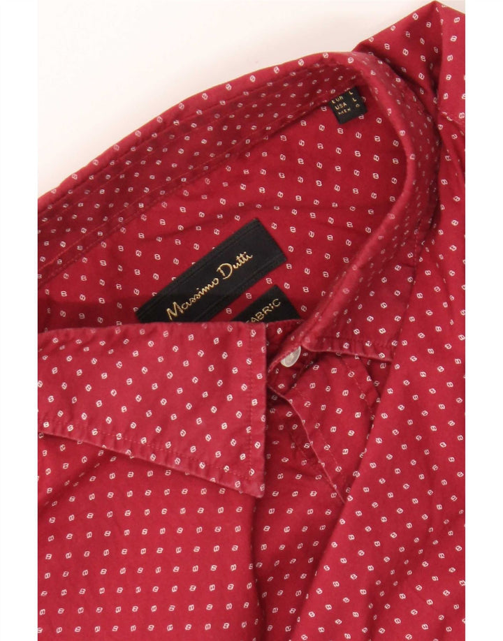 Massimo Dutti Herreskjorte Stor Burgundy Plettet