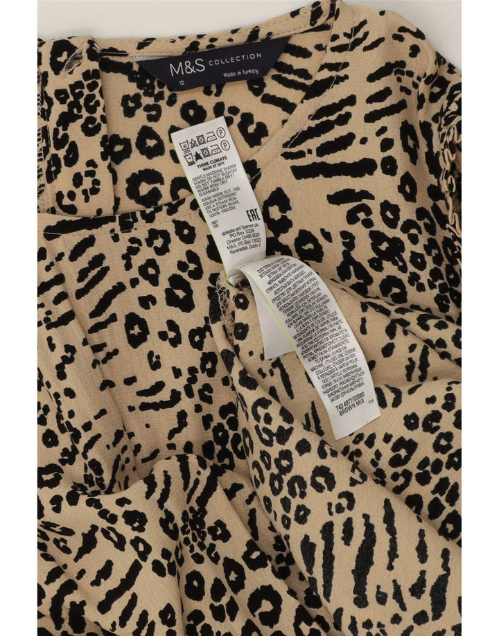 Marks & Spencer Damebluse Top UK 12 Medium Beige Animal Print
