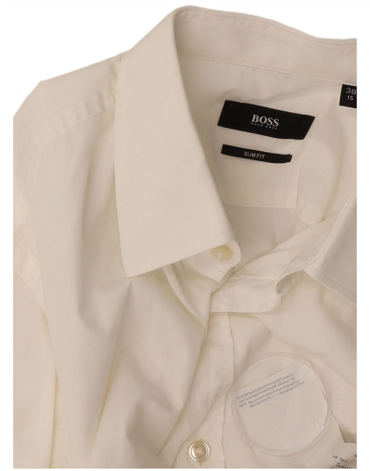 Hugo Boss Herre Slim Fit Skjorte Størrelse 38 15 Medium Hvid Bomuld