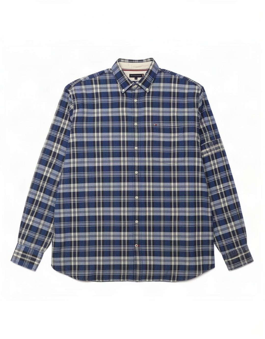 Tommy Hilfiger Herre høj skjorte 4XL marineblå ternet bomuld