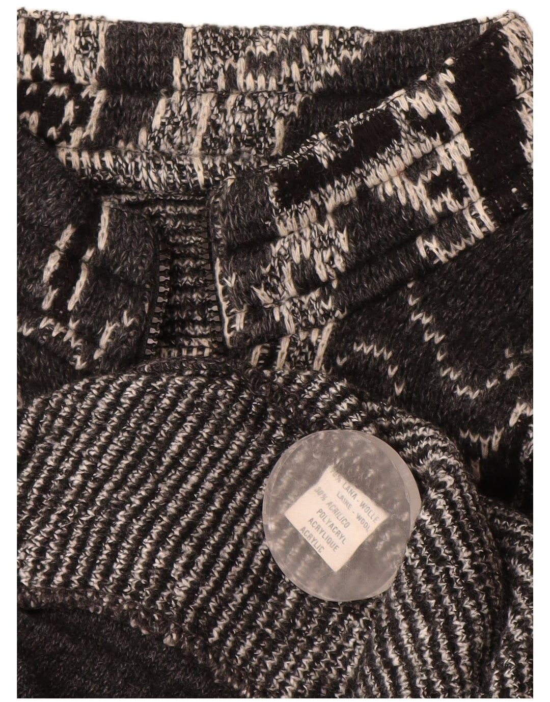 Vintage dame cardigan sweater UK 18 XL sort geometrisk uld