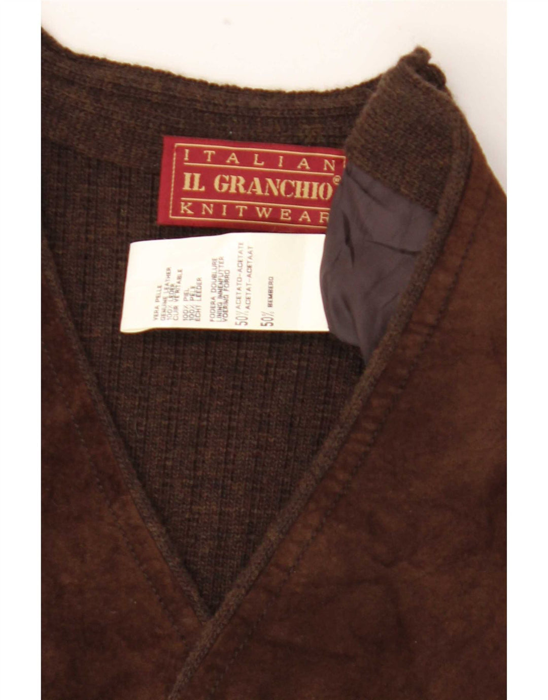 Il Granchio Herre ruskindsvest mellem brunt læder